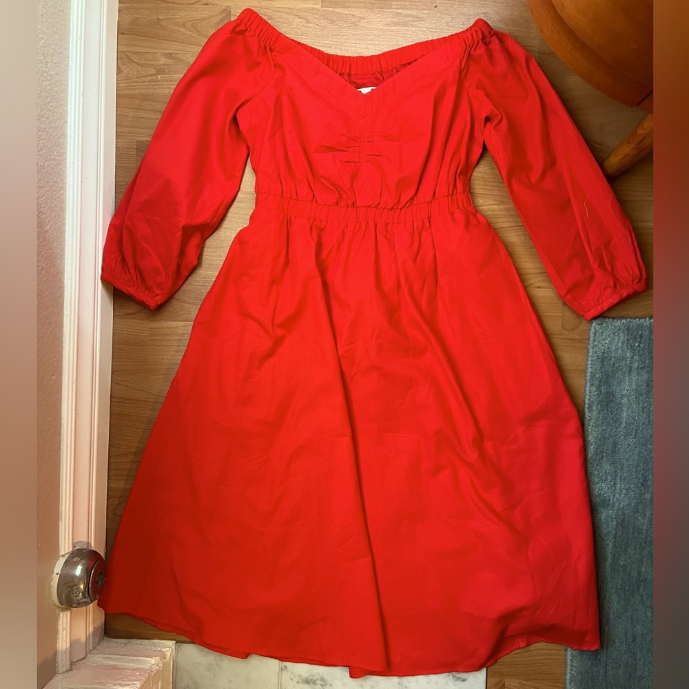 Anthropologie red dress with pockets